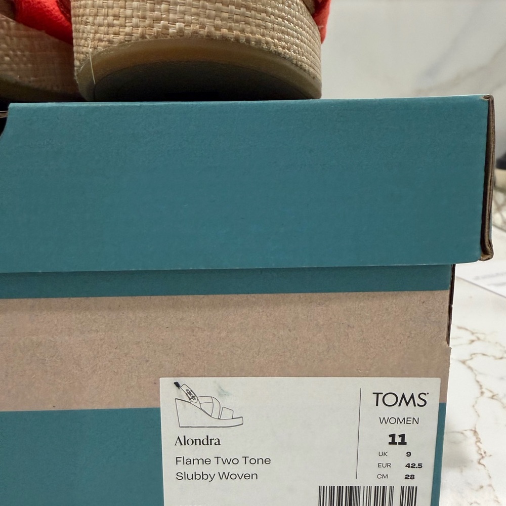 TOMS Alondra Wedge Sandal Flame Slubby Woven size 11 - Picture 4 of 7